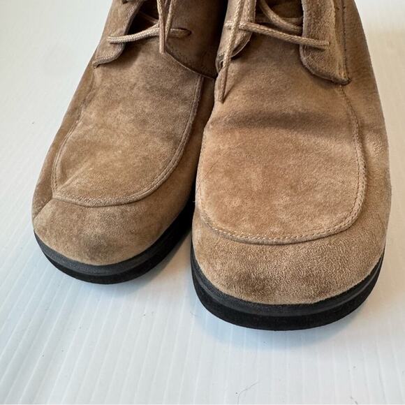 Vintage HD2 Studio suede chunky heel square toe lace up short boots size 7 tan - Picture 2 of 9